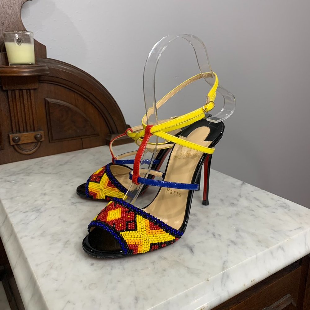 Louboutin Tipika 100 Hand-Beaded Sandals size 35